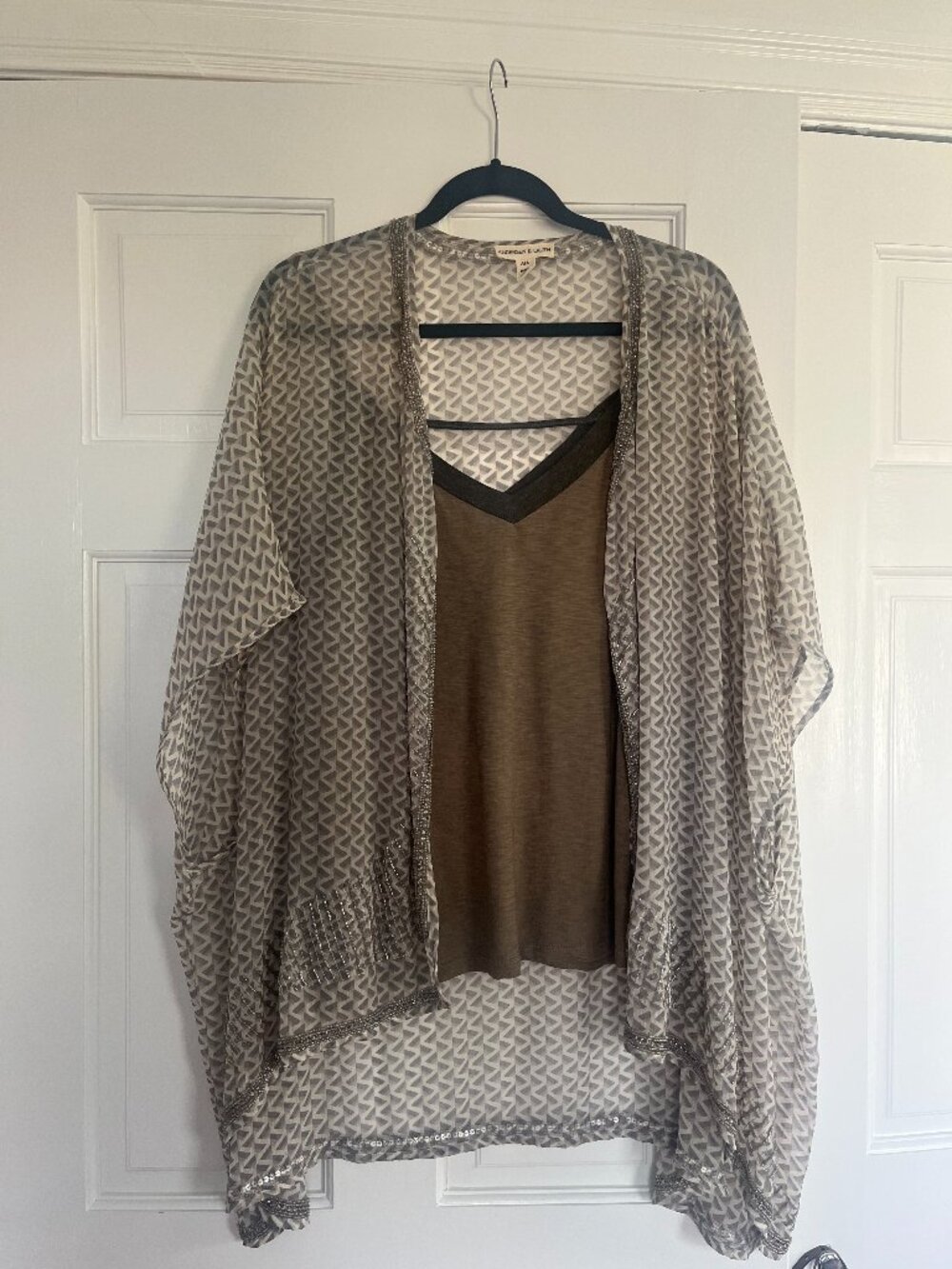 Andersen & Lauth Anthropologie Beaded Geometric Kimono Cardigan — One Size